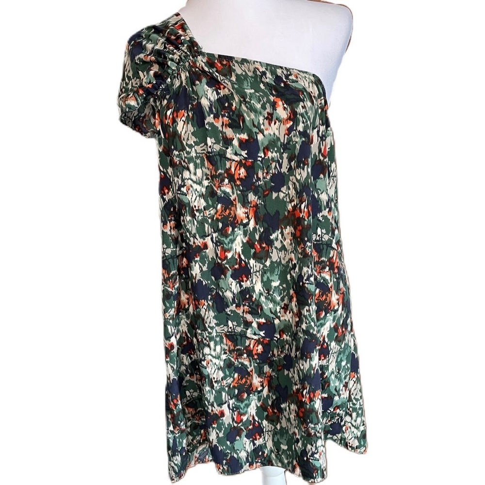 Final Touch Women’s Abstract Floral One Shoulder Mini Shift Dress Medium